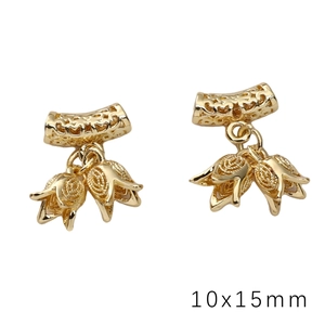 Detail view of 14k gold-filled hollow flower charm pendant for DIY jewelry 10x15mm
