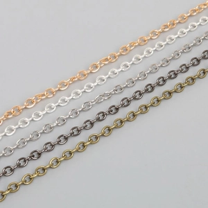 DIY metal O-link jewelry chains in rose gold silver gunmetal and bronze finishes