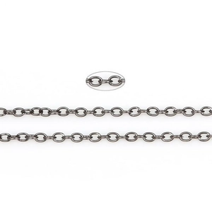 Detailed macro view of gun black metal O-shaped link chain for DIY jewelry making accessories