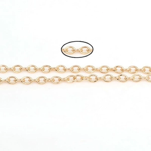Detail of golden metal O-chain jewelry making supplies with macro texture view