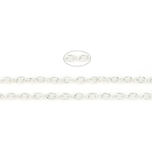 Close-up of DIY silver metal O-link chain showing detailed texture for jewelry making