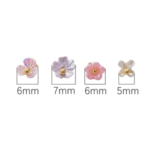 Mini lily of the valley resin flower pendants with size markings and gold bead center