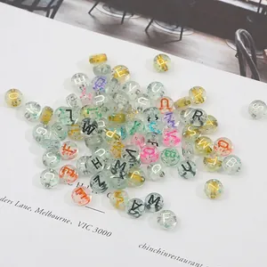 Acrylic alphabet beads set for DIY jewelry with clear and glitter letter round beads