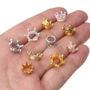 Three-color alloy crown charms in gold and silver for DIY jewelry making and crafts