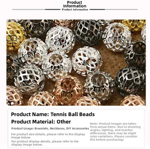 Macro shot of assorted mesh ball beads in gold, silver, and rose gold for DIY jewelry