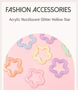 Luminous acrylic star charms with fine glitter in various macaron colors for DIY jewelry