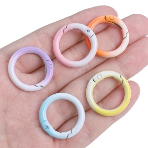Five-piece set of gradient painted alloy round spring snap hooks for DIY accessories