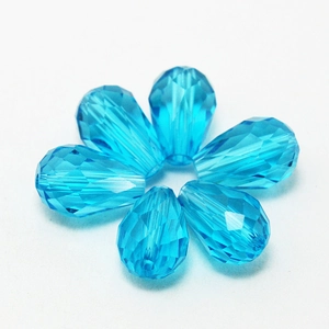 Perles en verre cristal facettées bleu vif en forme de goutte pour bijoux DIY