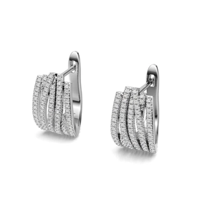 Elegant S925 sterling silver hoop earrings with five-row pavé moissanite design
