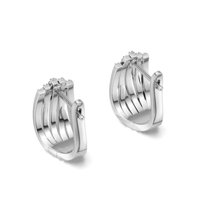 Polished S925 sterling silver multilayer U-shaped moissanite hoop earrings