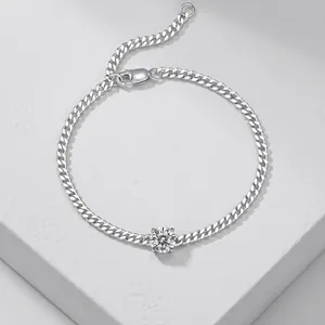 Lussuoso Bracciale a Catena Cubana in Argento Sterling 925 con Moissanite Placcato Oro 18K Gioielli Minimalisti per Uomo Donna