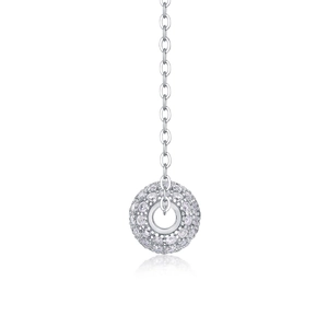 S925 sterling silver circle pendant necklace with pavé set moissanite on fine chain