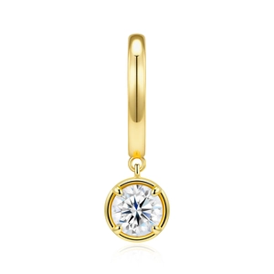 Elegante vergoldete S925 Silberohrringe mit D-Farbe Moissanit-Anhänger in Zargenfassung