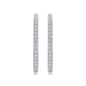 Elegant S925 sterling silver hoop earrings featuring micro-paved white round-cut moissanite