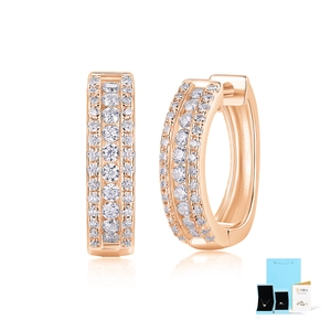 Boucles d'oreilles créoles en argent 925 or rose avec certificat GRA et coffret cadeau