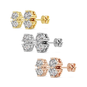 Elegante S925 Silber Kleeblatt Ohrstecker mit funkelnden D-Farbe Moissanit Steinen besetzt