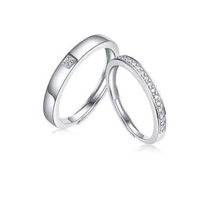 S925 Sterling Silver Moissanite Couple Rings Adjustable Opening Ring With GRA Certificate For Men And Women Minimalist Twisted Inlaid Finger Ring Jewelry