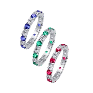 Anelli eternity in argento 925 con pietre preziose tonde rosse blu e verdi brillanti