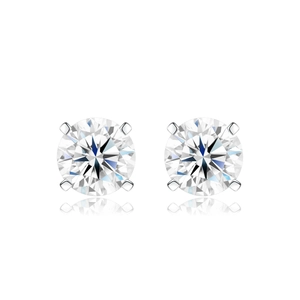 Klassische S925 Sterling Silber Ohrstecker mit rundem Diamantschliff und Krallenfassung
