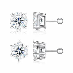 Klassische S925 Silberohrringe mit 4-Krallen und 6-Krallen im Labor gezüchteten Diamanten