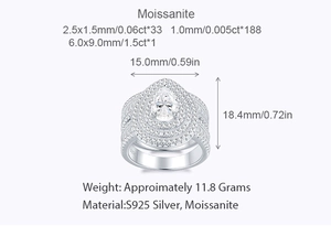 Specifiche dettagliate sulle dimensioni del set di anelli in argento S925 moissanite