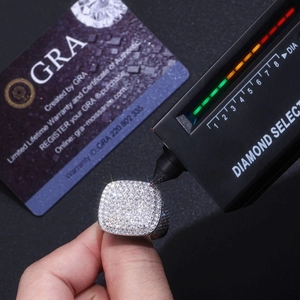 Heren S925 sterling zilveren moissanite ring vierkant met GRA certificaat en diamanttester