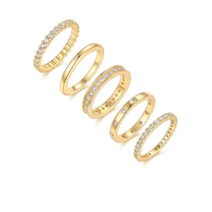 925 Sterling Silver Moissanite Stackable Rings For Women Gold Plated Luxury Engagement Wedding Jewelry Stackable Ring With GRA Certificate