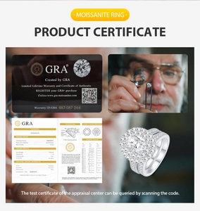 S925 sterling silver moissanite ring set with official GRA grading report and certificate