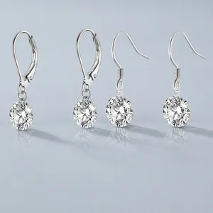 S925 Sterling Silver Moissanite Drop Earrings With 925 Sterling Silver Earring Post Round Brilliant Cut Moissanite Jewelry For Women Elegant Fashion