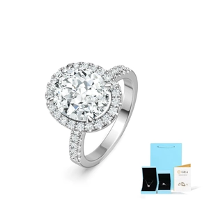 Macro de la bague moissanite ovale halo avec certificat GRA et emballage cadeau