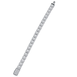 Luxurious S925 sterling silver tennis bracelet with square links and moissanite stones