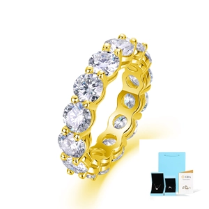 5mm Moissanite eternity ring in gold finish with GRA certificate and luxury gift box