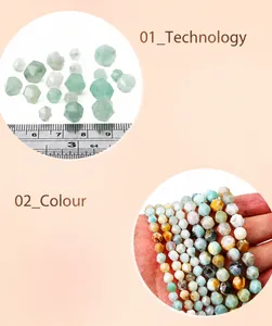 Detailed macro view showing multifaceted natural stone beads and precise cut textures