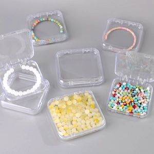 Transparent plastic storage boxes for jewelry and beads with secure flip lid design
