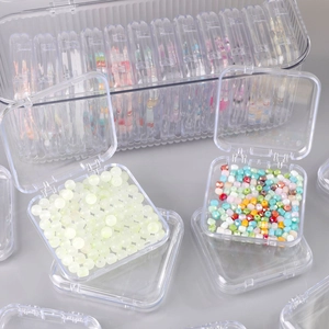 Transparent plastic storage box set with flip lid for jewelry beads organization