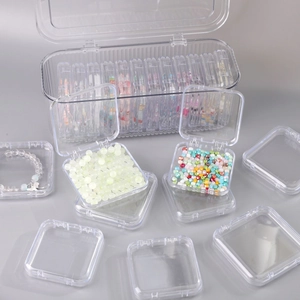 Transparent Plastic Storage Box With Flip Lid Dustproof Moisture-Proof Jewelry Bead Case Small Large Size Organizer Box