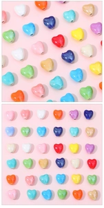 Detailed view of colorful heart-shaped ceramic beads for DIY jewelry and crafts making