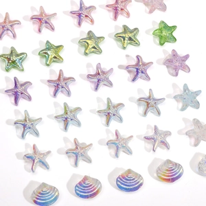 Perle in vetro a forma di stella marina e conchiglia aurora per gioielli fai-da-te