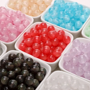 Polished resin glitter round beads in various colors for DIY bracelet and jewelry making