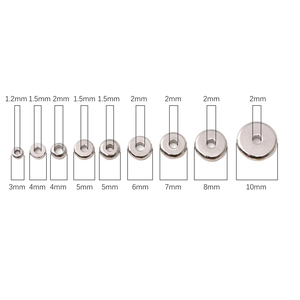 Various sizes of flat stainless steel spacer beads for DIY jewelry making and bracelets
