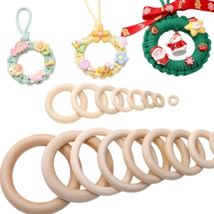 Natural Wood Rings Round Wooden Loops For DIY Jewelry Making Phone Chain Bracelet Pendant Handcrafted Material Accessories