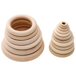 Natural wood rings in two sizes for DIY crafts and jewelry making with wood texture