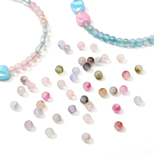 4mm frosted glass beads with gold foil accents for handmade DIY jewelry bracelets