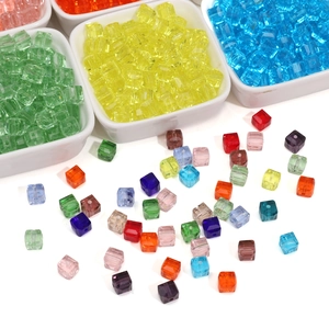 Colorful cube faceted crystal glass beads for DIY jewelry making and handicraft projects
