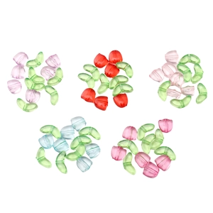 DIY colorful acrylic tulip petal beads in 5 vibrant colors for handmade jewelry making