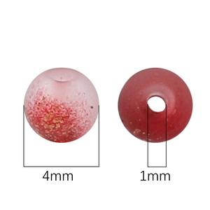 Handmade 4mm frosted glass beads with gold dust finish and 1mm hole for DIY jewelry making