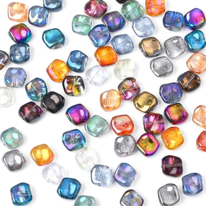 Colorful cube glass crystal beads with iridescent coating for DIY jewelry making