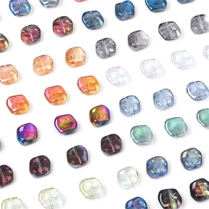 Macro view of colorful faceted glass crystal beads for DIY jewelry making and craft projects
