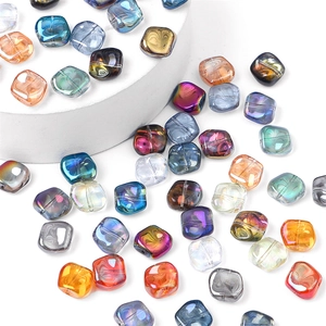 Multi-color Electroplated Rhombus Glass Beads AB Coating Rounded Square Crystal Beads For DIY Jewelry Making Accessories