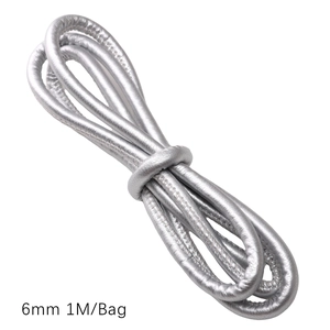Braided 6mm silver leather cord necklace 1M for DIY jewelry making and handicraft accessory